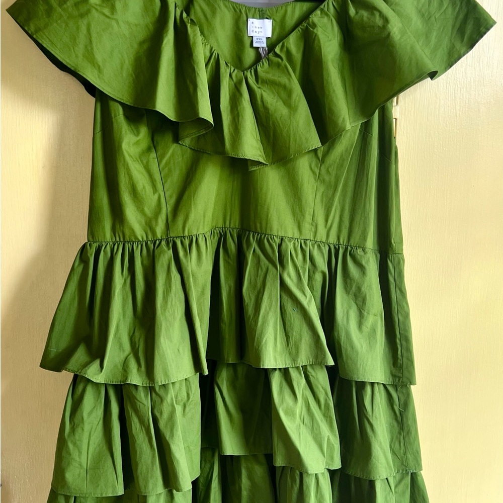 Green Ruffled Summer Dress
